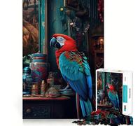 Nature Morte Perroquet, Puzzle Vintage de 1000 pièces pour Adolescents, Jouet Intelligent et Amusant, Art aux Contours Nets (38x52cm)