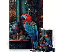 Nature Morte Perroquet, Puzzle Vintage de 1000 pièces pour Adultes et Adolescents, Jeu cérébral, Divertissement paisible, Bords Nets, Cadeau mémorable (38x26cm)