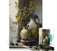 Nature Morte Rustique aux Olives, Puzzle de 1000 pièces pour Adultes, renforce la mémoire, soulage Le Stress, qualité supérieure, Surprise d'anniversaire (50x75cm)
