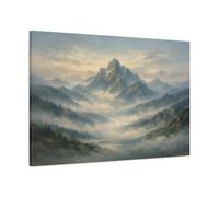 Nature Mountain Range Misty Blue - Canvas Wall Art Print 36×24 inch (90×60 cm) - Horizontal / 1.25 inch (3 cm)