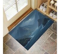 Nature Mystérieuse Paillasson D'Entrée Discret Absorbant - - Antidérapant - Montagnes Brumeuses Tranquilles Tapis De Sol pour Entrée d'animaux Domestiques Cuisine Salle De Bain - Gris Foncé