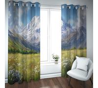 Nature Nature Esthétique Rideaux occultants Montagnes enneigées Vallées Prairies Projecteurs de fenêtres Réduction de lumière pour Chambre d’Amis 2 Panneaux (W200xL210cm chacun)