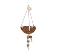 Nature Noix de coco Suspension Cage Oiseau Nid Shell Balançoire Perroquet Morsure Jouet Animaux de compagnie