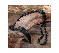 Nature Obsidian Wolf Tooth Pendant Necklaces Lucky Beaded Rope Couple Necklaces Black and Ice Obsidian Amulets Necklaces Jewelry