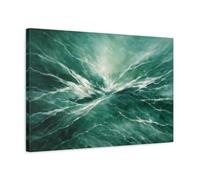 Nature Ocean Waves Emerald - Canvas Wall Art Print 24×16 inch (60×40 cm) - Horizontal / 1.25 inch (3 cm)