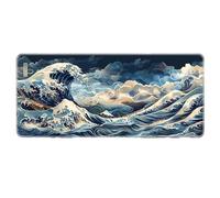 Nature, Paysage, Vagues de l’océan, Tapis de Souris, Tablette de Caoutchouc antidérapante pour Gaming, tapissé de Souris avec Bords brodés pour Home Office