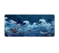 Nature, Paysage, Vagues de l’océan, Tapis de Souris, Tablette de Caoutchouc antidérapante pour Gaming, tapissé de Souris avec Bords brodés pour Home Office