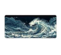 Nature, Paysage, Vagues de l’océan, Tapis de Souris, Tablette de Caoutchouc antidérapante pour Gaming, tapissé de Souris avec Bords brodés pour Home Office
