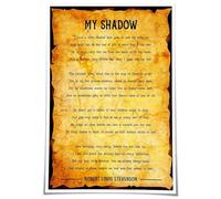 Nature Poetry Poster My Shadow Poem Literary Wall-Art Print for Bedroom Decor Reading Corner Study Room(Framed,08x12inch(20x30cm))