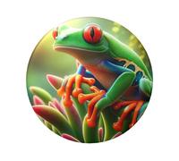 Nature-Rico-Lot de 5 boutons ronds laminés Motif grenouille arborée 6 cm