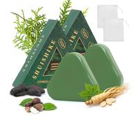 Nature Seven Green Soap Shampoo,Triangle Shampoo Bar,Shampoing Solide Aux Feuilles De CyprèS Et à L'Herbe Usman Pour La Croissance, Le Renforcement, L'éPaississement Et Le Volume
