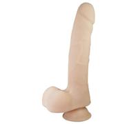 Nature Skin Deux Gode Veiné avec Testicules et Ventouse