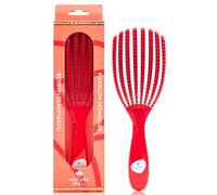 Nature Spell FlexiFlow Brosse à cheveux démêlante, mèches flexibles pour un brossage doux, élimine les nœuds et réduit la casse, convient à tous les types de cheveux, rouge