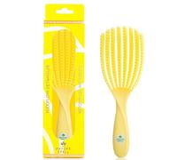 Nature Spell FlexiFlow Brosse à cheveux démêlante, mèches flexibles pour un brossage doux, élimine les nœuds et réduit la casse, convient à tous les types de cheveux, jaune