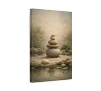 Nature Stacked Stones Zen Garden - Canvas Wall Art Print 12×18 inch (30×45 cm) - Vertical / 1.25 inch (3 cm)