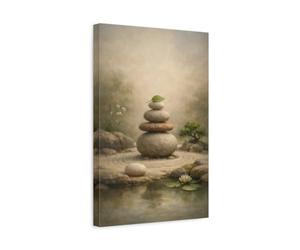 Nature Stacked Stones Zen Garden - Canvas Wall Art Print 12×18 inch (30×45 cm) - Vertical / 1.25 inch (3 cm)