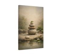 Nature Stacked Stones Zen Garden - Canvas Wall Art Print 16×24 inch (40×60 cm) - Vertical / 1.25 inch (3 cm)