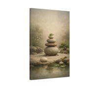 Nature Stacked Stones Zen Garden - Canvas Wall Art Print 20×30 inch (50×75 cm) - Vertical / 1.25 inch (3 cm)