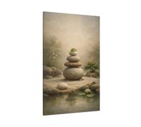 Nature Stacked Stones Zen Garden - Canvas Wall Art Print 32×48 inch (80×120 cm) - Vertical / 1.25 inch (3 cm)
