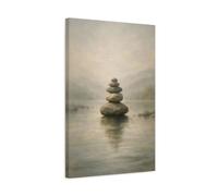 Nature Stacked Stones Zen Stone Stack - Canvas Wall Art Print 16×24 inch (40×60 cm) - Vertical / 1.25 inch (3 cm)
