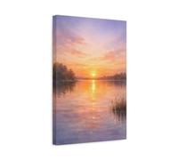 Nature Sunset Lake Orange Purple - Canvas Wall Art Print 12×18 inch (30×45 cm) - Vertical / 1.25 inch (3 cm)