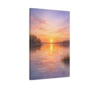 Nature Sunset Lake Orange Purple - Canvas Wall Art Print 16×24 inch (40×60 cm) - Vertical / 1.25 inch (3 cm)