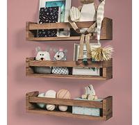 NATURE SUPPLIES Lot De 3 Étagères Murales en Bois, Bibliothèque Enfant, Étagère Murale Tablette Murale Étagère Montessori, Rangement Livre, Étagère Chambre, 41 cm Noire