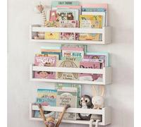 NATURE SUPPLIES Lot De 3 Étagères Murales en Bois, Bibliothèque Montessori Rangement Tablette Livre pour Chambre et Décoration Enfant. 41 cm, Blanc