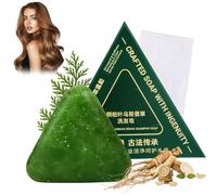 Nature Triangle Bar Shampooing Nature Seven Usman Green Soap, Shampooing solide végétal, nettoyage doux et nourrissant, visiblement plus épais, apaise et renforce les cheveux