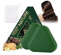 Nature Triangle Bar Shampooing végétal solide, Savon vert naturel avec filet à bulles, nettoyage doux et nourrissant, renforce les cheveux lisses pour femmes et hommes (1 pièce)