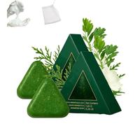 Nature Triangle Shampoo Bar,Natural Cypress Leaf Usman Grass Solid Shampoo Bar,Natural Seven Green Herbal Hair Care & Hair Growth Soap,Calming & Strengthens Hair for Women and Men (2)