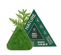 Nature Triangle Shampoo Bar, Nature Seven Green Soap Shampoo Bar, Usman Grass hampoo ar, Natural Herbal Hair Care, Calming & Strengthens Hair (1PC)