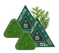 Nature Triangle Shampoo Bar, Nature Seven Green Soap Shampoo Bar, Usman Grass hampoo ar, Natural Herbal Hair Care, Calming & Strengthens Hair (2PCS)