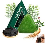 Nature Triangle Shampoo Bar, Nature Seven Green Soap Shampoo, shampoing solide naturel à base de plantes, soin nettoyant et nourrissant doux pour des cheveux d'apparence saine (1 Pc)