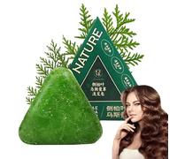 Nature Triangle Shampoo Bar, Nature Seven Green Soap Shampoos, Usman Grass Shampoo Bar Strengthens & Smooths Hair for Women and Men (1pcs)