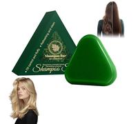 Nature Triangle Shampooing Bar, Natural Usman Grass Glutin Rice Rice Water Solid Shampoo Bar, Produits de soins du cuir chevelu Léger, apaisant et renforce les cheveux pour les femmes et hommes (1PC)