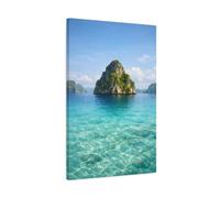 Nature Tropical Island Blue And Green - Canvas Wall Art Print 20×30 inch (50×75 cm) - Vertical / 1.25 inch (3 cm)