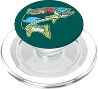Nature Trout Illustration Vintage Fly Fishing Retro Design PopSockets PopGrip pour MagSafe