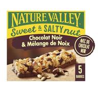 NATURE VALLEY - Barres Céréales Gourmandes Sweet & Salty au Chocolat Noir, Cacahuètes et Amandes (Boîte 150g) - Le Lot De 4