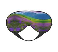 Nature Violet Fleurs Prairie Montagne Scenic Print Masque pour les Yeux Doux - Sommeil Confortable, Ombre de Nuit Élastique, Couvre Yeux pour Voyage, Méditation