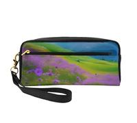 Nature Violet Fleurs Prairie Montagne Scénique Impression Portable Femmes Trousse de Maquillage pour Cosmétique Organisateur de Toilette Compagnon de Voyage