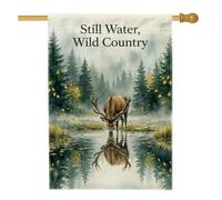 Nature Wildlife Forest Stag Citation Aquarelle Maison Drapeau 71 x 101,6 cm
