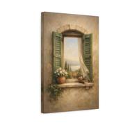 Nature Window View Mediterranean - Canvas Wall Art Print 12×18 inch (30×45 cm) - Vertical / 1.25 inch (3 cm)