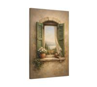 Nature Window View Mediterranean - Canvas Wall Art Print 20×30 inch (50×75 cm) - Vertical / 1.25 inch (3 cm)
