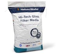 Nature Works Hi-Tech Verre filtrant 0,6-1,2 mm - 20 kg - Médium filtrant de qualité supérieure pour piscine, étang et eau potable - 99,64 % de puissance de filtration - Technologie anti-compaction