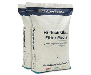 Nature Works Hi-Tech Verre filtrant pour système de filtration de piscine, système de filtration à sable, de verre plat 100 % pur, respectueux de l'environnement, grain 0,6 à 1,0 mm (40 kg)