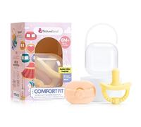 NatureBond Lot de 2 Sucette en silicone pour nouveau-né + étui à tétine | Binkies pour bébé | Sucette en silicone de qualité alimentaire sans BPA (6 Mois +, Jaune et pêche)