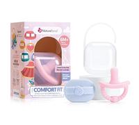 NatureBond Lot de 2 Sucette en silicone pour nouveau-né + étui à tétine | Binkies pour bébé | Sucette en silicone de qualité alimentaire sans BPA (6 Mois +, Rose et violet)