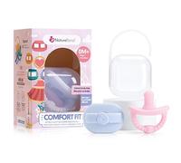 NatureBond Lot de 2 Sucette en silicone pour nouveau-né + étui à tétine | Binkies pour bébé | Sucette en silicone de qualité alimentaire sans BPA (0-6 Mois, Rose et violet)