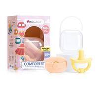 NatureBond Lot de 2 Sucette en silicone pour nouveau-né + étui à tétine | Binkies pour bébé | Sucette en silicone de qualité alimentaire sans BPA (0-6 Mois, Jaune et pêche)
